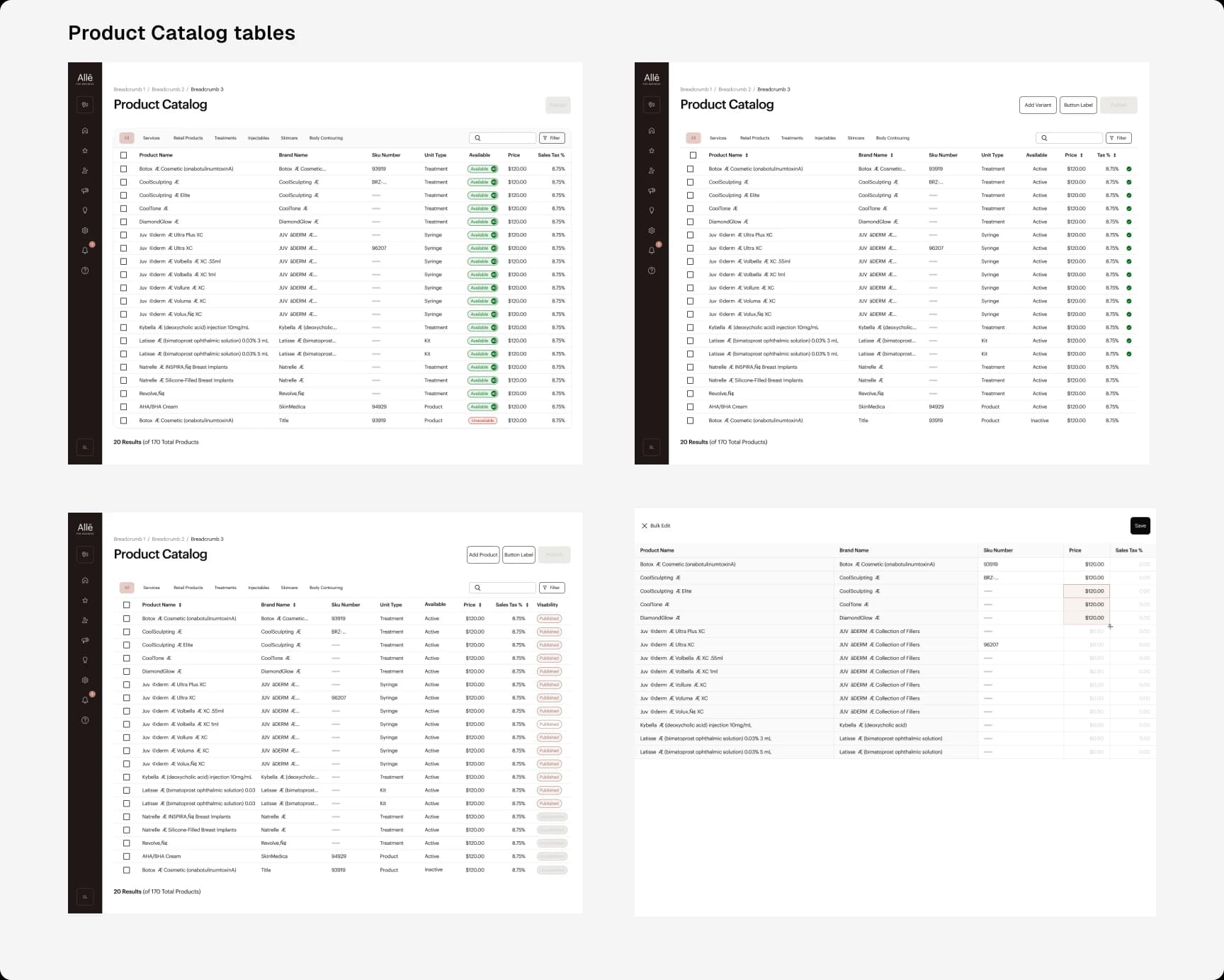 Allē Point of Sale Catalog: Design Execution