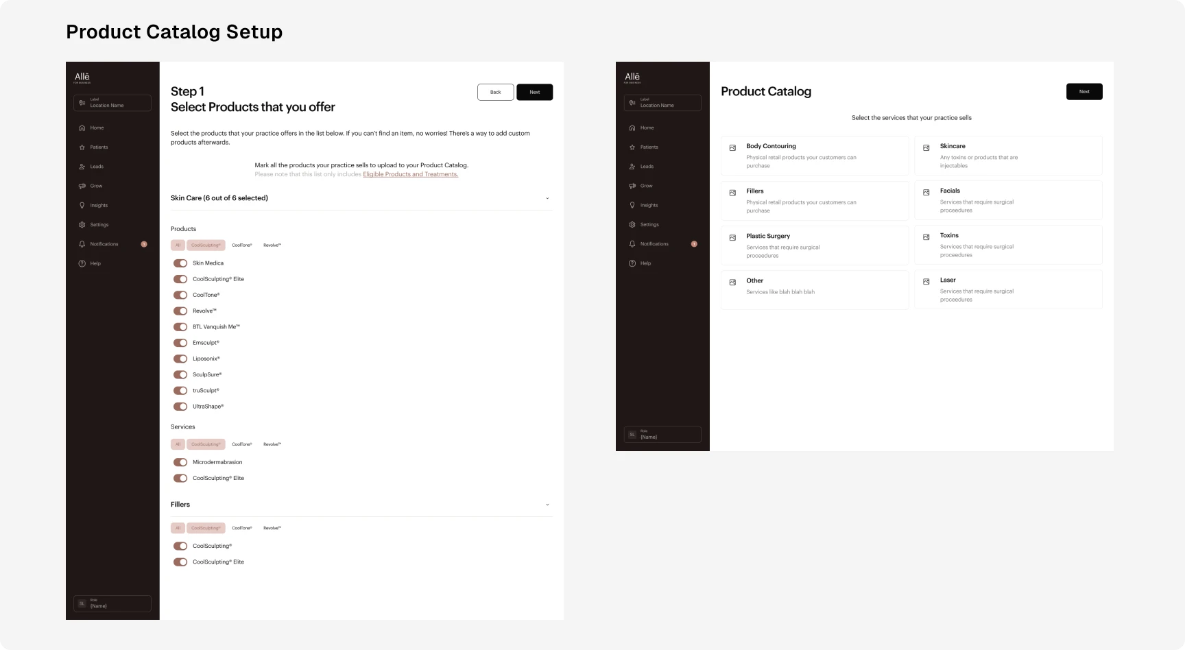 Allē Point of Sale Catalog: Design Execution